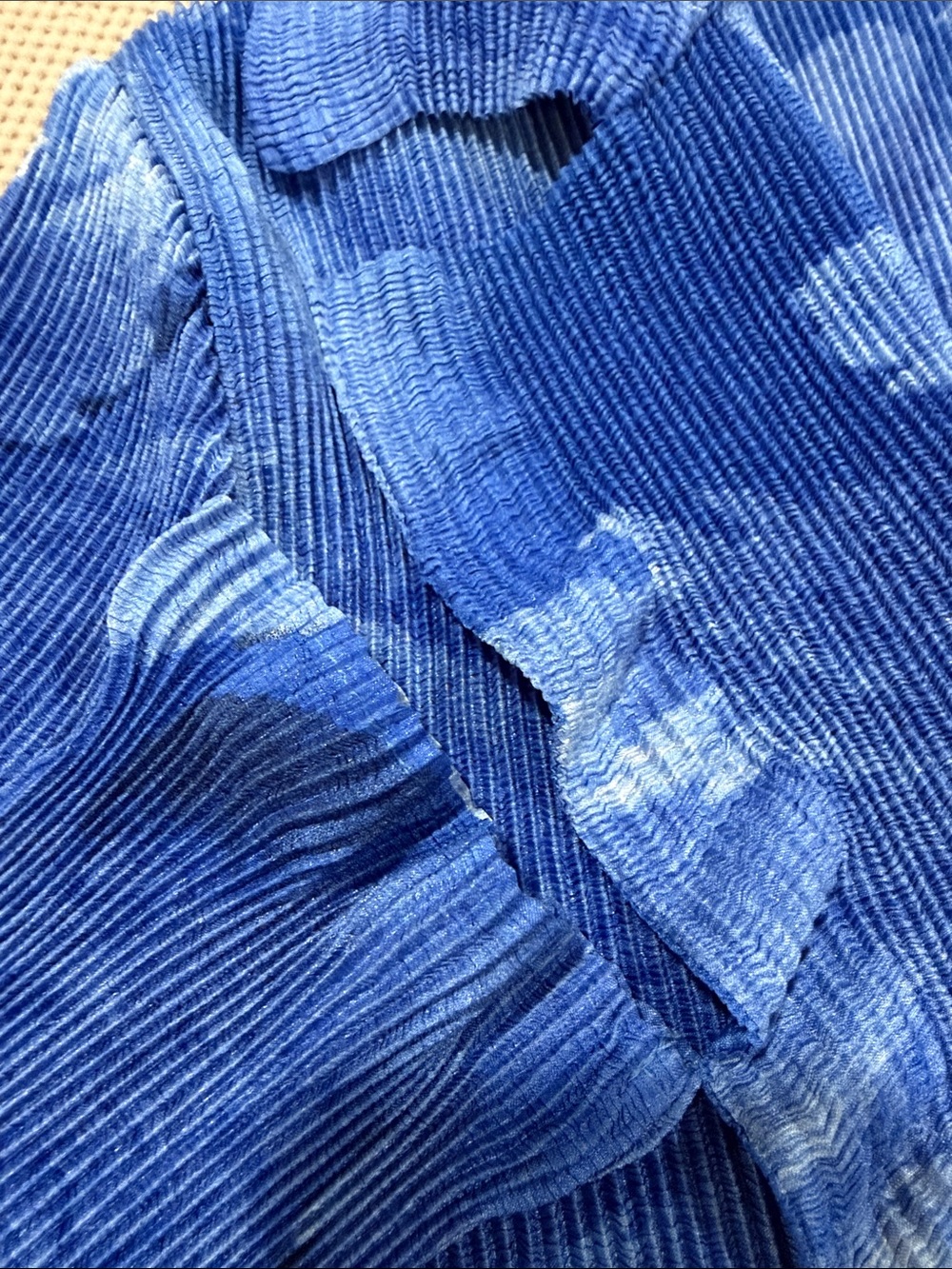 Blue Patterned Open-Front Blazer Jacket - Picture 4 of 9